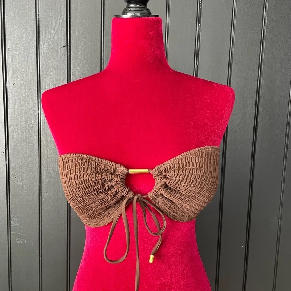 Hollister Brown and Black Bandeau Swim tops set of 2
